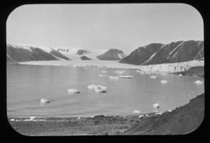 Image of Distant glacier, floes in foreground